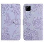 For OPPO Realme C15 / C12 Skin Feel Butterfly Peony Embossed Leather Phone Case(Purple)