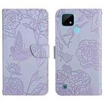For OPPO Realme C20 / C21 Skin Feel Butterfly Peony Embossed Leather Phone Case(Purple)