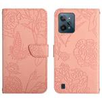 For OPPO Realme C31 Skin Feel Butterfly Peony Embossed Leather Phone Case(Pink)