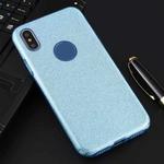 For iPhone XS Max Full Coverage TPU + PC Glittery Powder Protective Back Case(Blue)