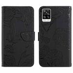 For vivo S7 / V20 Pro Skin Feel Butterfly Peony Embossed Leather Phone Case(Black)