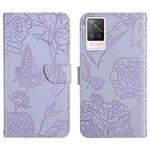 For vivo S9 Skin Feel Butterfly Peony Embossed Leather Phone Case(Purple)