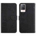 For vivo S9 Skin Feel Butterfly Peony Embossed Leather Phone Case(Black)