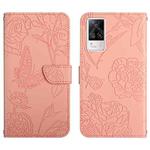 For vivo S9e Skin Feel Butterfly Peony Embossed Leather Phone Case(Pink)