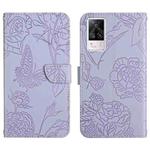 For vivo S9e Skin Feel Butterfly Peony Embossed Leather Phone Case(Purple)