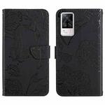 For vivo S9e Skin Feel Butterfly Peony Embossed Leather Phone Case(Black)