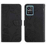 For vivo S10 / S10 Pro Skin Feel Butterfly Peony Embossed Leather Phone Case(Black)