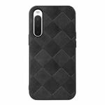 For Sony Xperia 10 IV Weave Plaid PU Phone Case(Black)