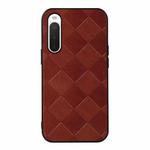 For Sony Xperia 10 IV Weave Plaid PU Phone Case(Brown)
