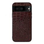 For Google Pixel 7 5G Crocodile Top Layer Cowhide Leather Phone Case(Coffee)