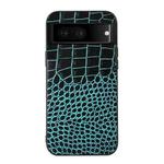 For Google Pixel 7 5G Crocodile Top Layer Cowhide Leather Phone Case(Cyan Blue)