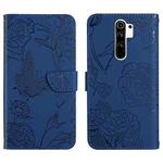 For Xiaomi Redmi 9 Skin Feel Butterfly Peony Embossed Leather Phone Case(Blue)