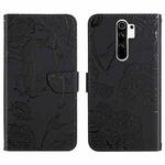 For Xiaomi Redmi 9 Skin Feel Butterfly Peony Embossed Leather Phone Case(Black)