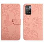 For Xiaomi Redmi 10 4G Skin Feel Butterfly Peony Embossed Leather Phone Case(Pink)