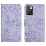 For Xiaomi Redmi 10 4G Skin Feel Butterfly Peony Embossed Leather Phone Case(Purple)