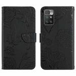 For Xiaomi Redmi 10 4G Skin Feel Butterfly Peony Embossed Leather Phone Case(Black)
