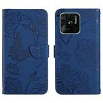 For Xiaomi Redmi 10C Skin Feel Butterfly Peony Embossed Leather Phone Case(Blue)