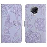 For Xiaomi Redmi K30 Pro Skin Feel Butterfly Peony Embossed Leather Phone Case(Purple)