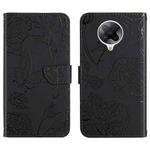 For Xiaomi Redmi K30 Pro Skin Feel Butterfly Peony Embossed Leather Phone Case(Black)