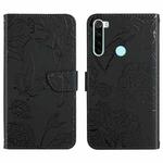 For Xiaomi Redmi Note 8 Skin Feel Butterfly Peony Embossed Leather Phone Case(Black)