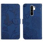 For Xiaomi Redmi Note 8 Pro Skin Feel Butterfly Peony Embossed Leather Phone Case(Blue)