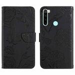 For Xiaomi Redmi Note 8T Skin Feel Butterfly Peony Embossed Leather Phone Case(Black)