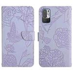 For Xiaomi Redmi Note 10 5G Skin Feel Butterfly Peony Embossed Leather Phone Case(Purple)
