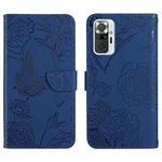 For Xiaomi Redmi Note 10 Pro Skin Feel Butterfly Peony Embossed Leather Phone Case(Blue)