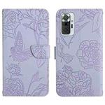 For Xiaomi Redmi Note 10 Pro Skin Feel Butterfly Peony Embossed Leather Phone Case(Purple)
