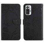 For Xiaomi Redmi Note 10 Pro Skin Feel Butterfly Peony Embossed Leather Phone Case(Black)