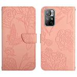 For Xiaomi Redmi Note 11S Skin Feel Butterfly Peony Embossed Leather Phone Case(Pink)