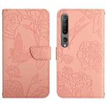 For Xiaomi Mi 10 / 10 Pro 5G Skin Feel Butterfly Peony Embossed Leather Phone Case(Pink)