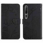 For Xiaomi Mi 10 / 10 Pro 5G Skin Feel Butterfly Peony Embossed Leather Phone Case(Black)