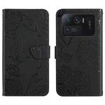 For Xiaomi Mi 11 Ultra Skin Feel Butterfly Peony Embossed Leather Phone Case(Black)