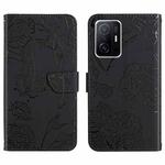 For Xiaomi Mi 11T / 11T Pro Skin Feel Butterfly Peony Embossed Leather Phone Case(Black)