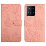 For Xiaomi Mi Mix 4 Skin Feel Butterfly Peony Embossed Leather Phone Case(Pink)