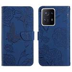 For Xiaomi Mi Mix 4 Skin Feel Butterfly Peony Embossed Leather Phone Case(Blue)