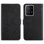 For Xiaomi Mi Mix 4 Skin Feel Butterfly Peony Embossed Leather Phone Case(Black)