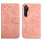 For Xiaomi Mi Note 10 Lite Skin Feel Butterfly Peony Embossed Leather Phone Case(Pink)