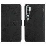 For Xiaomi Mi Note 10 / Note 10 Pro Skin Feel Butterfly Peony Embossed Leather Phone Case(Black)