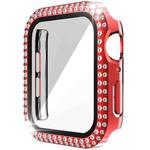 Double-Row Diamond PC+Tempered Glass Watch Case For Apple Watch Series 3&2&1 38mm(Red)