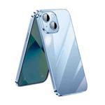 For iPhone 13 SULADA Lens Protector Plated Clear Case(Sierra Blue)