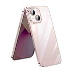 For iPhone 13 SULADA Lens Protector Plated Clear Case(Pink)