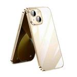 For iPhone 13 SULADA Lens Protector Plated Clear Case(Gold)