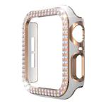 Double-Row Diamond Two-color Electroplating PC Watch Case For Apple Watch Series 3&2&1 38mm(White+Rose Gold)