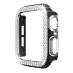 Double-Row Diamond Two-color Electroplating PC Watch Case For Apple Watch Series 3&2&1 38mm(Black+Silver)