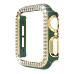 Double-Row Diamond Two-color Electroplating PC Watch Case For Apple Watch Series 3&2&1 38mm(Green+Gold)