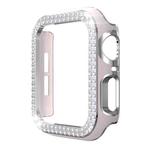 Double-Row Diamond Two-color Electroplating PC Watch Case For Apple Watch Series 3&2&1 42mm(Pink+Silver)
