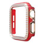 Double-Row Diamond Two-color Electroplating PC Watch Case For Apple Watch Series 3&2&1 42mm(Red+Rose Gold)