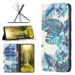 For Xiaomi Redmi 10 5G / Note 11E Colored Drawing Invisible Magnetic Leather Phone Case(Blue Leaves)